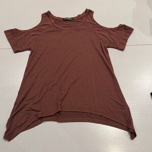Elegant Brown Cold Shoulder Top